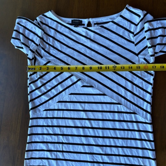 Talbots Black and White Geometric Stripe Tee - Picture 7 of 7